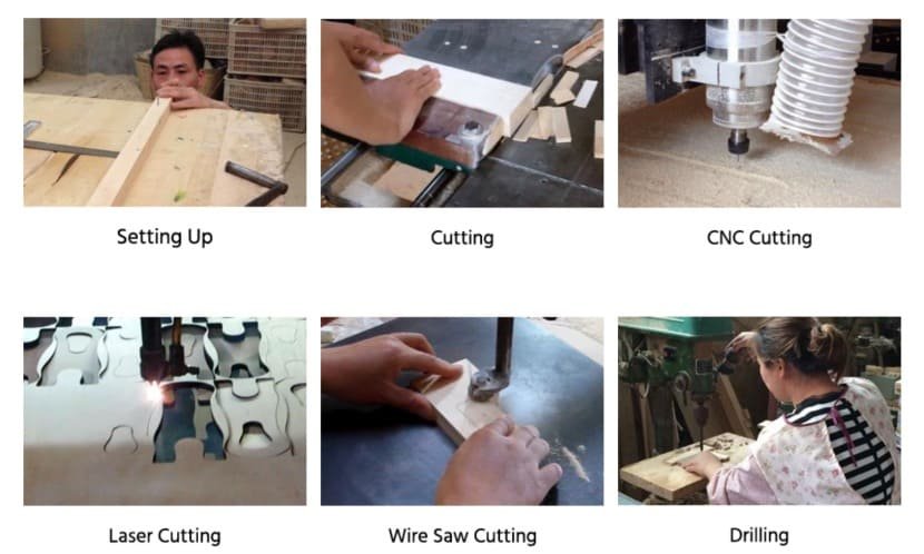 The process of Cutting raw timber